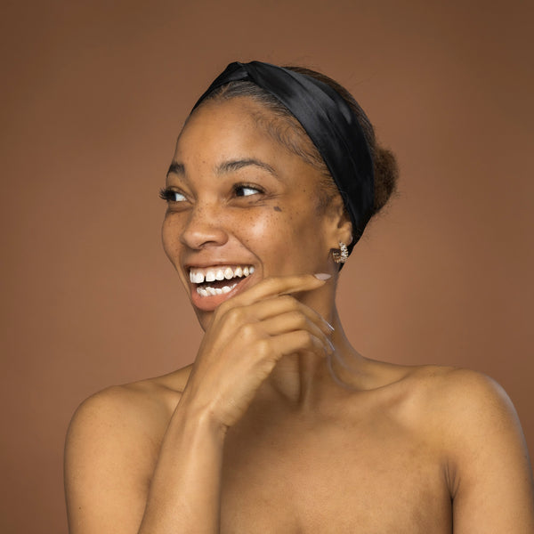 Black Satin Headband with Twist - Adult Hair Accessory