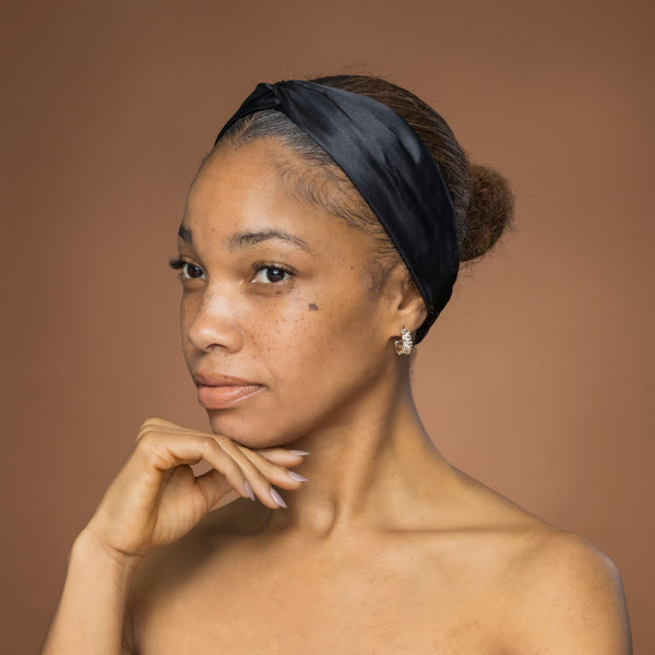 Black Satin Headband with Twist - Adult Hair Accessory