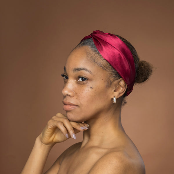 Red Satin Headband with Twist - Adult Hair Accessory