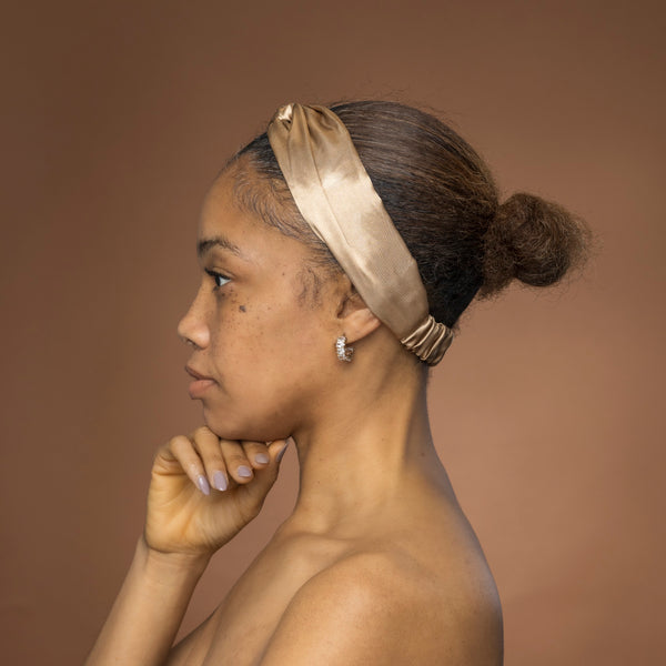 Khaki Satin Headband with Twist - Adult Hair Accessory