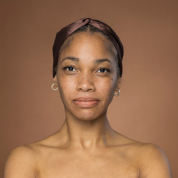 Brown Satin Headband with Twist - Adult Hair Accessory