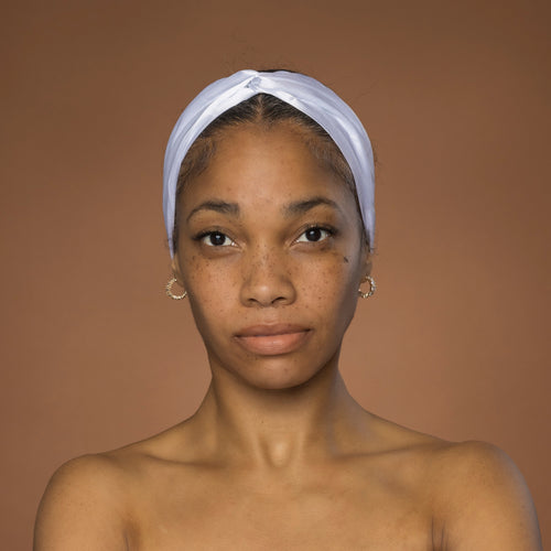 White Satin Headband with Twist - Adult Hair Accessory
