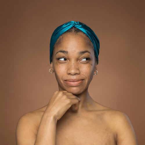 Teal Satin Headband with Twist - Adult Hair Accessory