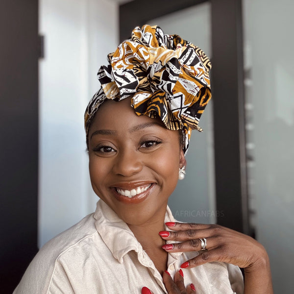 African headwrap - Sand Bogolan Mosaic