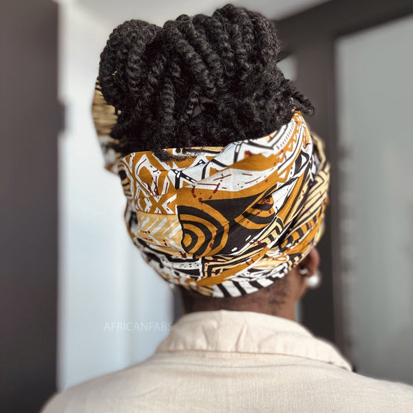 African headwrap - Sand Bogolan Mosaic