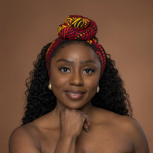 African headwrap - Red Yellow Concentric Circle Design