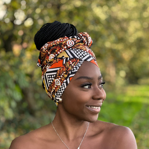 African Print Headwrap/Scarf (Black Magenta Tribal) – D'IYANU