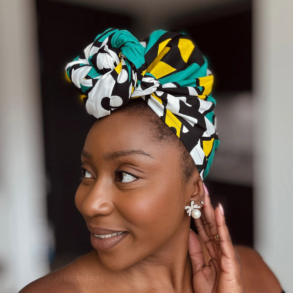 African headwrap - Turquoise Yellow Samakaka / Samacaca