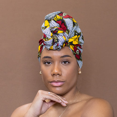African Red / yellow flowers / headwrap