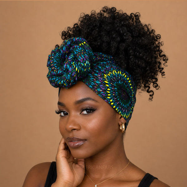 African headwrap - Green Yellow Ocean Eye