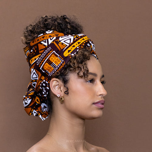 African Brown / Patterns Bogolan headwrap