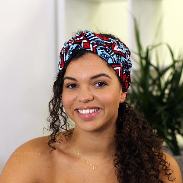 African headwrap - White / red / blue