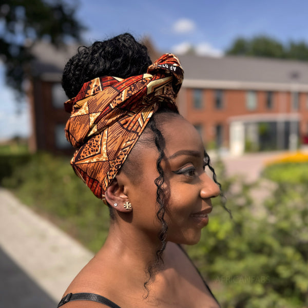 African headwrap - Brown & Beige African Prism