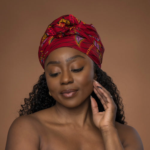 African headwrap - Red Botanical Flow