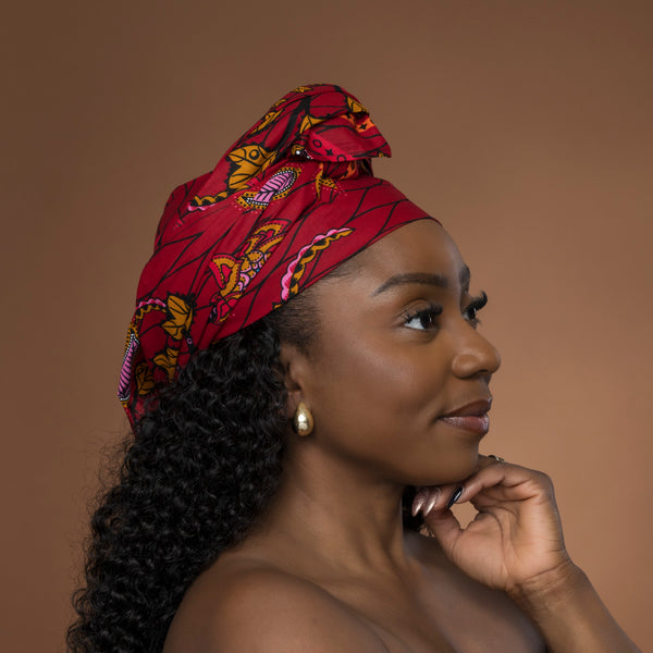 African headwrap - Red Botanical Flow