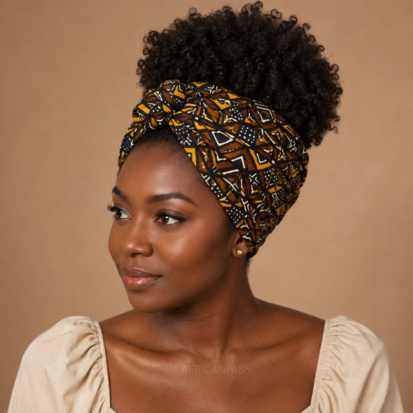 African headwrap - Brown Bogolan Geometry