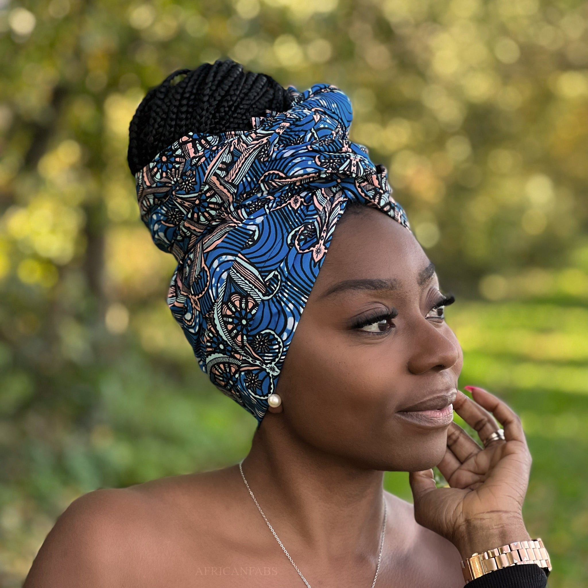 African Blue / black/ headwrap