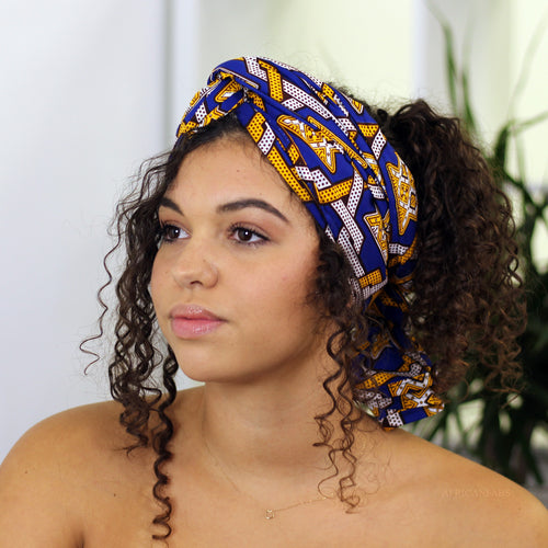 African headwrap - Blue / white