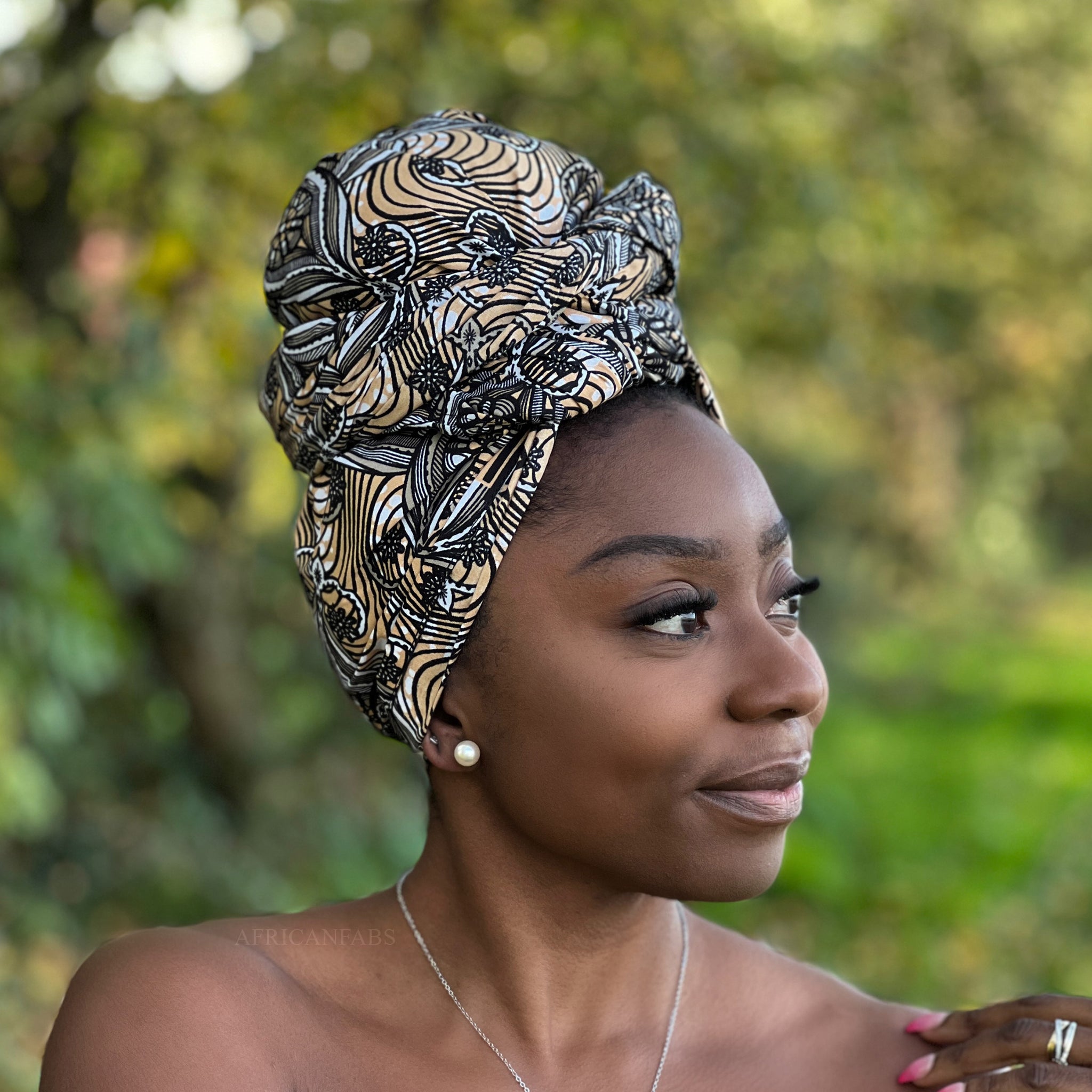 African Beige / gray headwrap