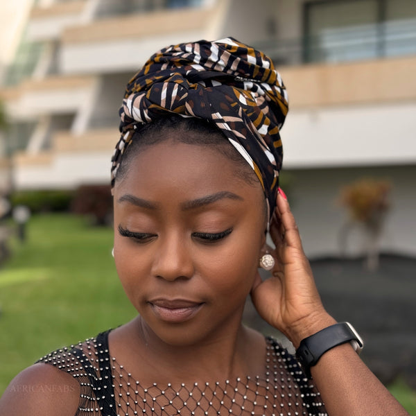 African Brown Feathers headwrap