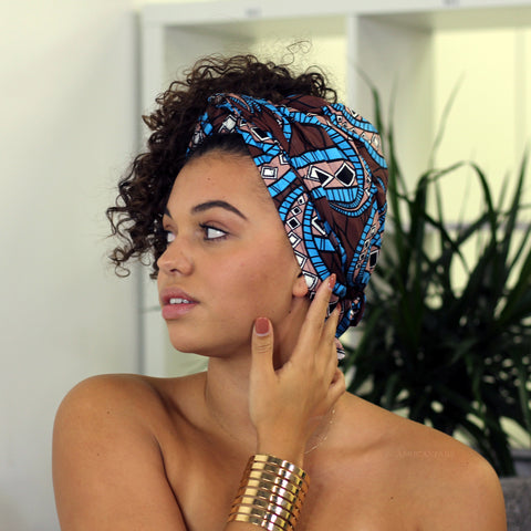 African headwrap - Brown / blue