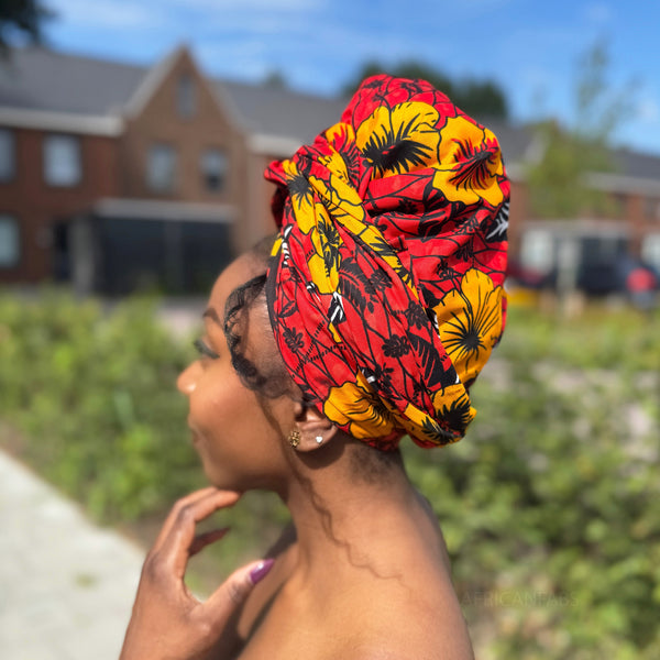 African headwrap - Red Flowers