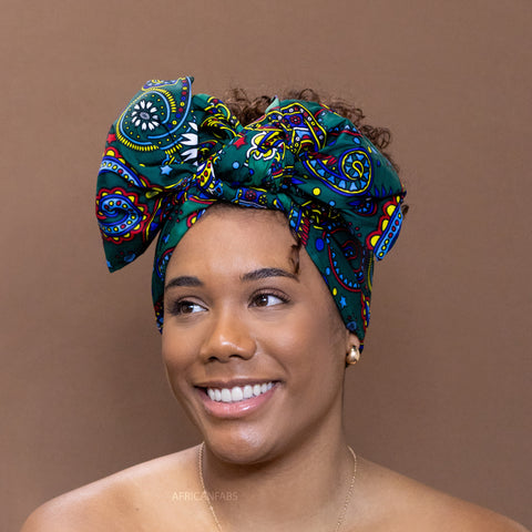 African / Green Multicolor Paisley / headwrap
