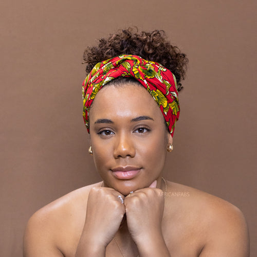 African Red Yellow flowers / headwrap