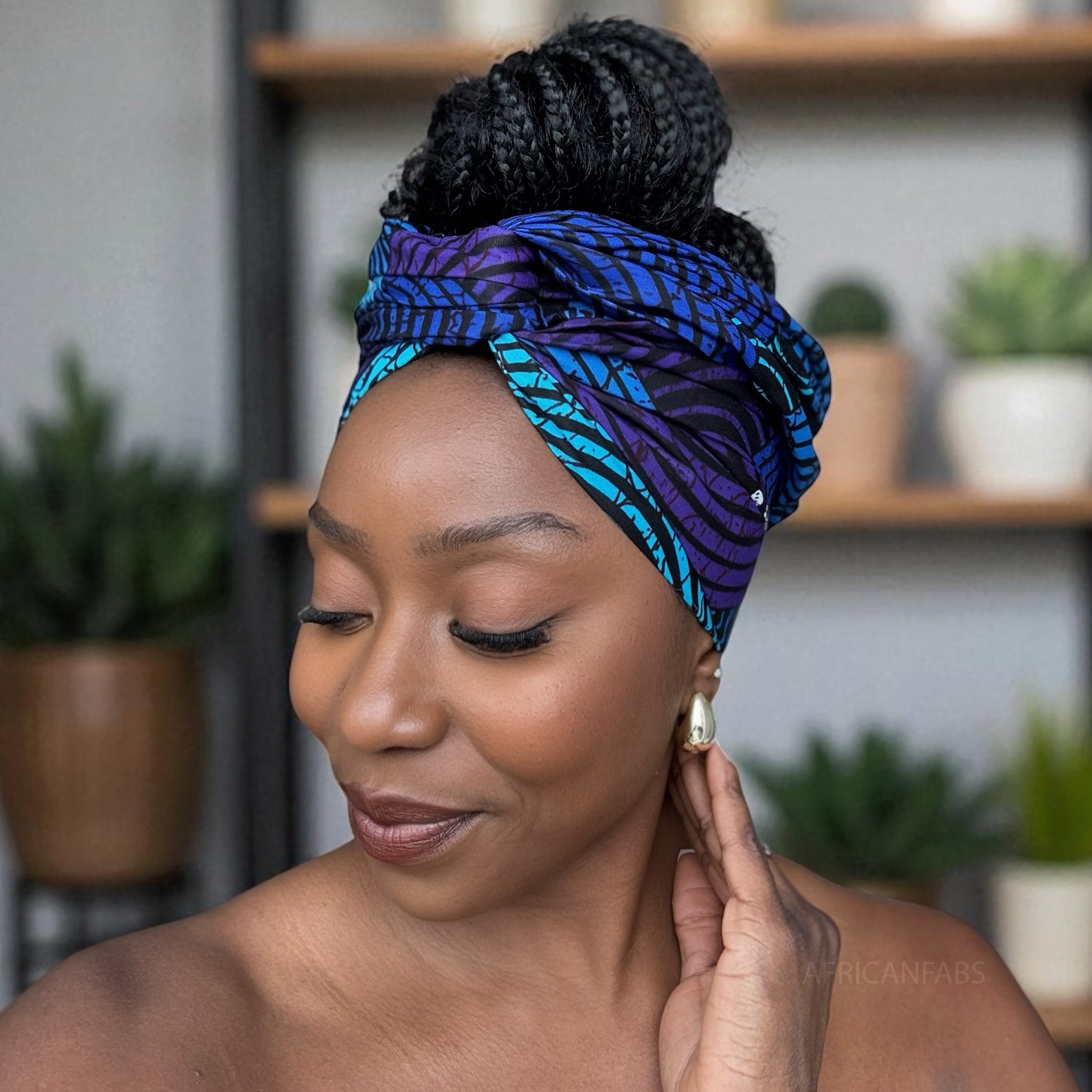 African headwrap - Blue & Turquoise Concentric Circle