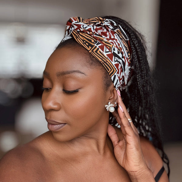 African headwrap - Brown Bogolan Mosaic