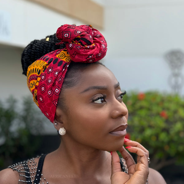 African headwrap - Red Dotted Patterns