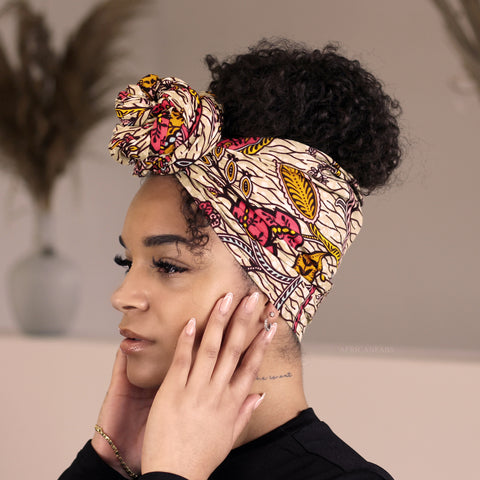 African Beige Floral life / headwrap