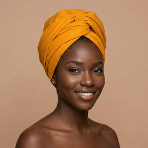 Ochre yellow Headwrap - Stretchy Jersey Fabric Turban  display picture 1