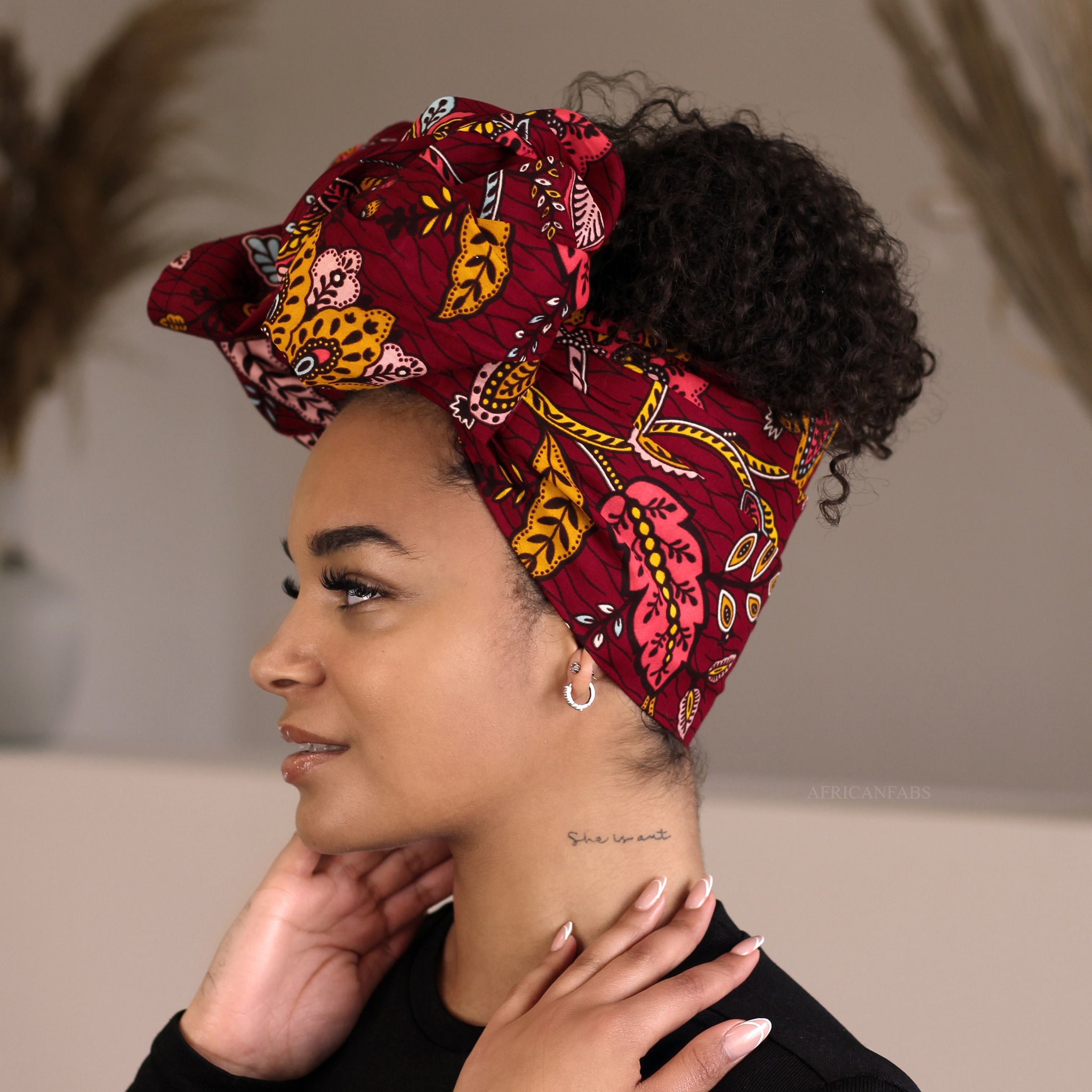 African Red Floral life / headwrap