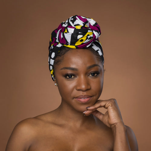 African headwrap - Purple Yellow Samakaka
