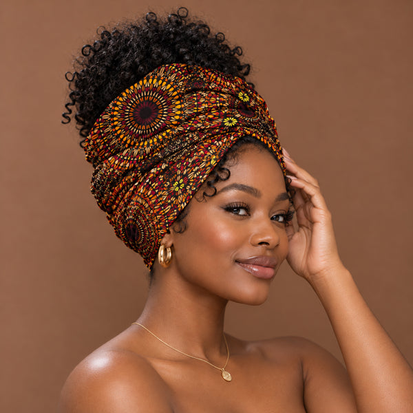 African headwrap - Brown Savanna Sun