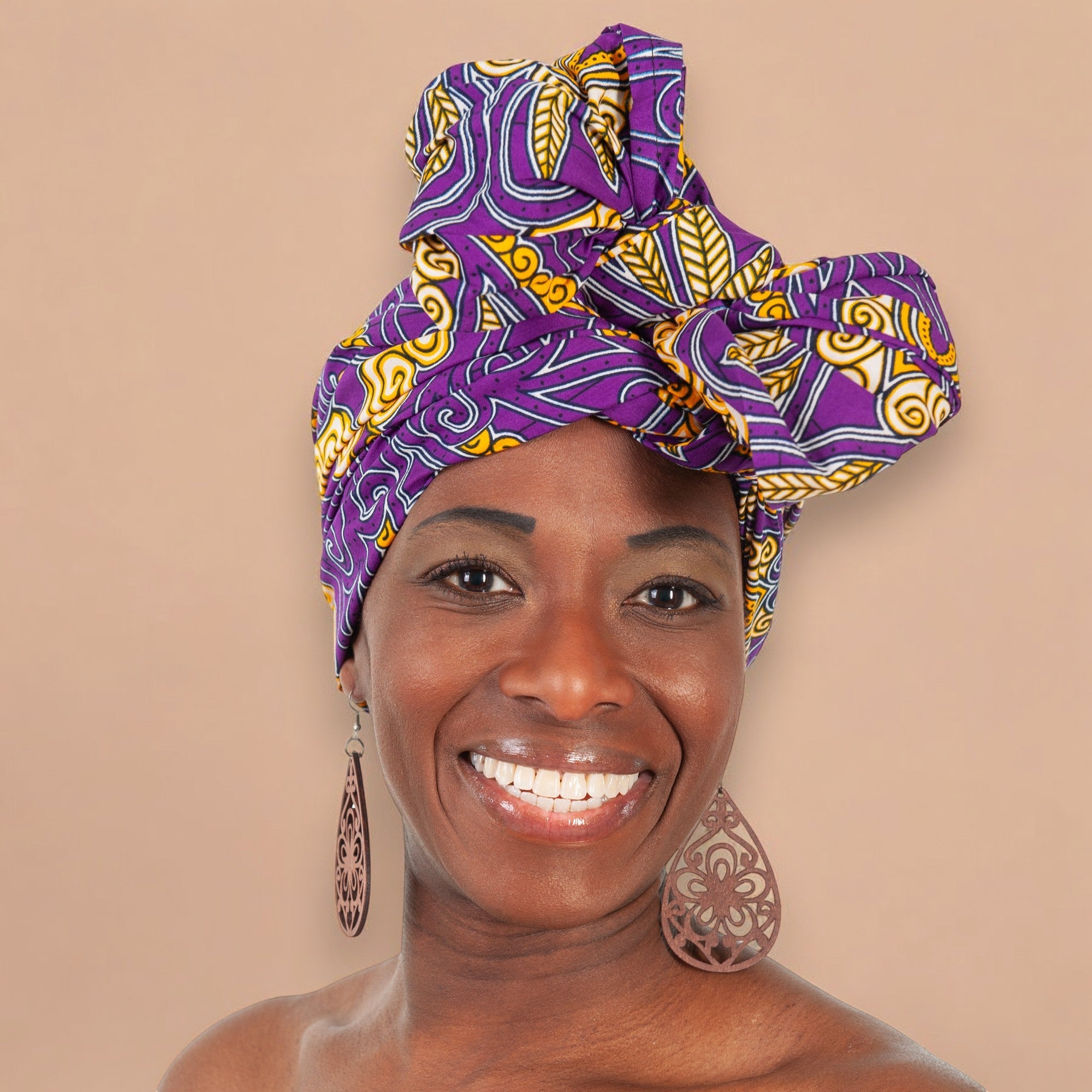 African Purple / yellow headwrap