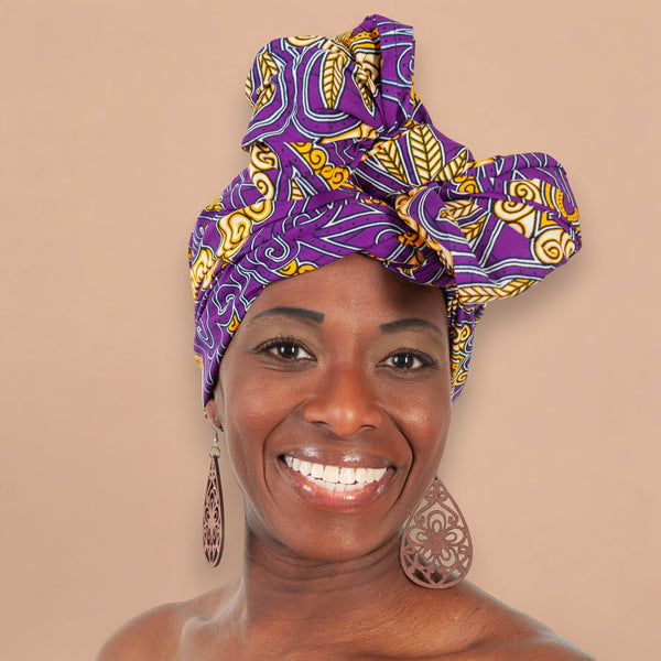 African Purple / yellow headwrap