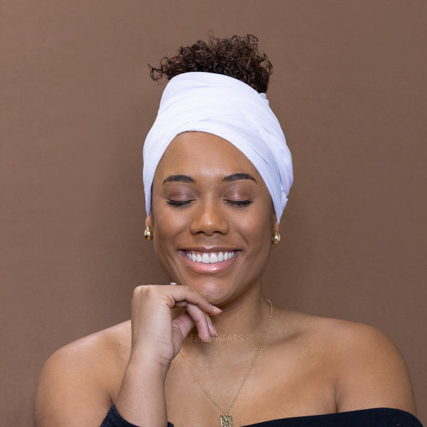 White Headwrap - Stretchy Jersey Fabric Turban