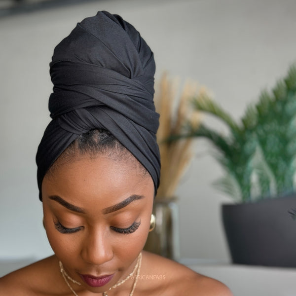 Black Headwrap - Stretchy Jersey Fabric Turban
