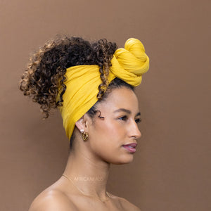 Ochre yellow Headwrap - Stretchy Jersey Fabric Turban