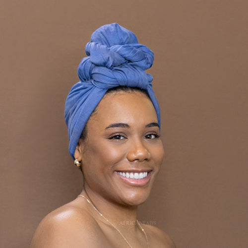 Denim Blue Headwrap - Stretchy Jersey Fabric Turban