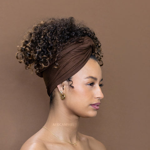 Brown Headwrap - Stretchy Jersey Fabric Turban