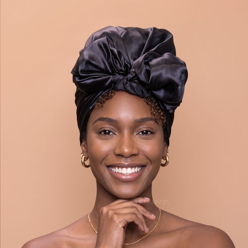 Black Satin Square Scarf / Bandana / Headwrap 90 x 90 cm
