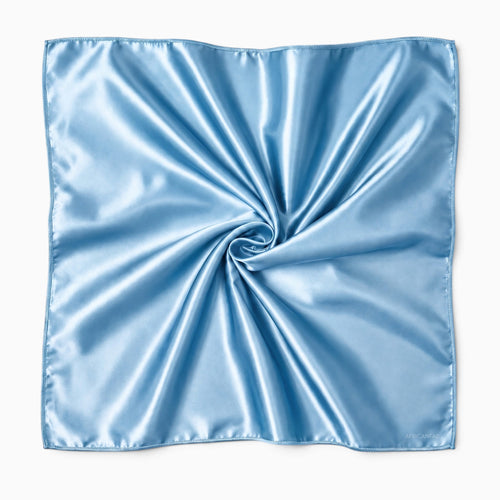 Light Blue Satin Square Scarf / Bandana / Headwrap 90 x 90 cm