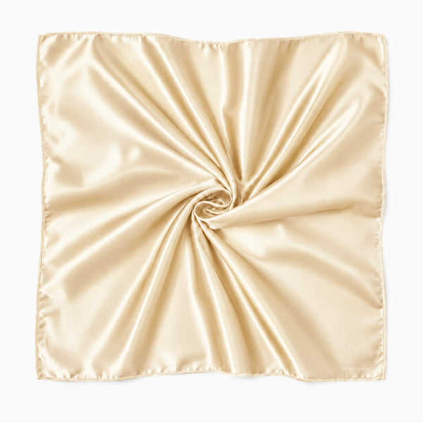 Beige Ivory Satin Square Scarf / Bandana / Headwrap 90 x 90 cm