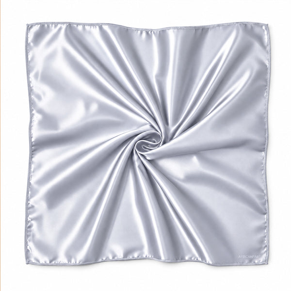 Silver Satin Square Scarf / Bandana / Headwrap 90 x 90 cm