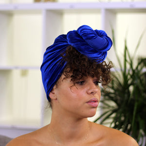 Velvet headwrap / velvet turban - Royal blue