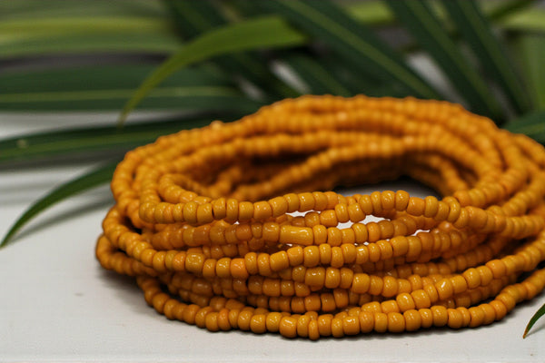 Waist Beads / African Waist Chain - AIGBE - Ochre Yellow (elastic)