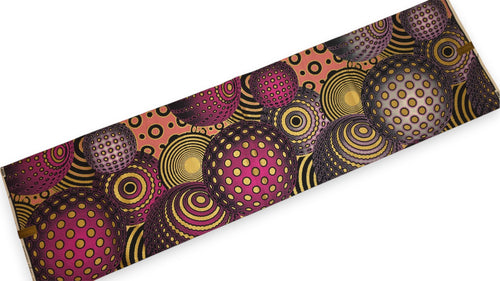 African Wax print fabric - Pink Gold Cosmic Orb Pattern - Special effect Brillant Platinum Edition